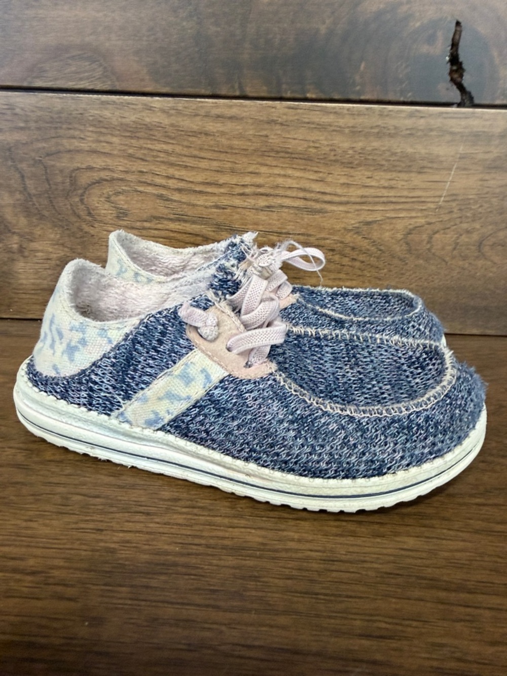 Kids Blue Knit Lace-Up Casual Shoes